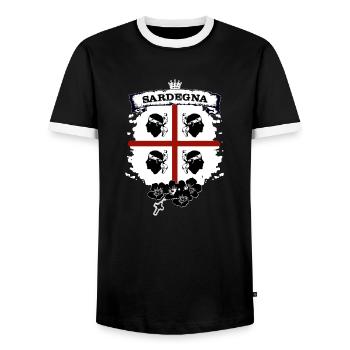 Sardinia - Men's Ringer Shirt - black/white - Front - AI Model Female 172 light (172cm) & AI Model Male 178 light (178cm)