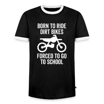 Né pour faire du vélo tout-terrain forcé d’aller à l’école - T-shirt contrasté Homme - noir/blanc - Devant - AI Model Female 172 light (172cm) & AI Model Male 178 light (178cm)