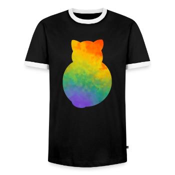 Pride Kitty - Men's Ringer Shirt - black/white - Front - AI Model Female 172 light (172cm) & AI Model Male 178 light (178cm)