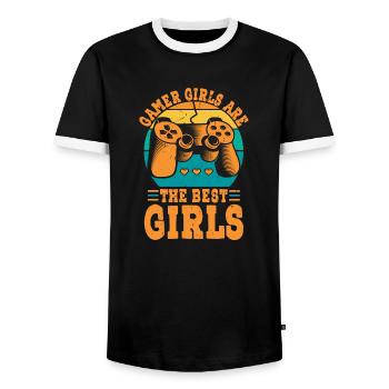 gamer girls are the best girls - Men's Ringer Shirt - black/white - Front - AI Model Female 172 light (172cm) & AI Model Male 178 light (178cm)