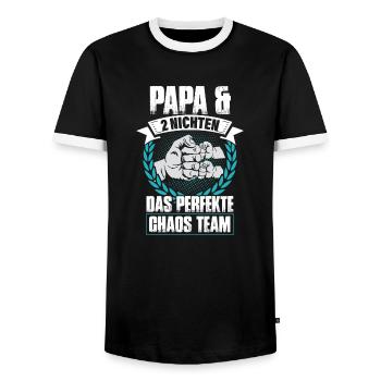 Papa und 2 Nichten Das Perfekte Chaos Team - Männer Kontrast-T-Shirt - Schwarz/Weiß - Vorne - AI Model Female 172 light (172cm) & AI Model Male 178 light (178cm)