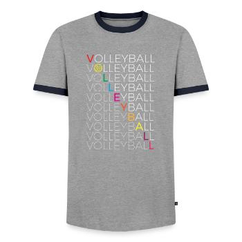 conception de texte de volleyball pour un amateur de volley-ball - T-shirt contrasté Homme - gris/marine  - Devant - AI Model Female 172 light (172cm) & AI Model Male 178 light (178cm)