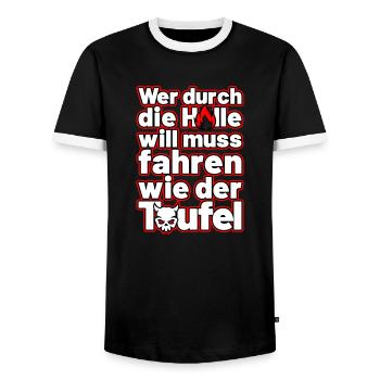 fahren wie der Teufel - Männer Kontrast-T-Shirt - Schwarz/Weiß - Vorne - AI Model Female 172 light (172cm) & AI Model Male 178 light (178cm)