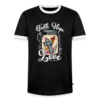 Église Religion Catholique Catholique Jésus-Christ - T-shirt contrasté Homme - noir/blanc - Devant - AI Model Female 172 light (172cm) & AI Model Male 178 light (178cm)