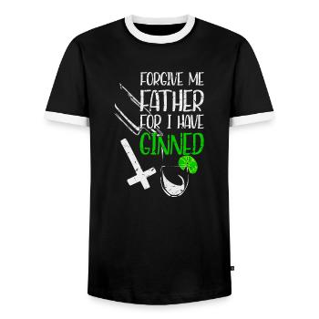 Forgive Me Father For I Have Ginned - Männer Kontrast-T-Shirt - Schwarz/Weiß - Vorne - AI Model Female 172 light (172cm) & AI Model Male 178 light (178cm)