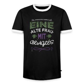 lustiger spruch woman bullterrier humor female oma - Männer Kontrast-T-Shirt - Schwarz/Weiß - Vorne - AI Model Female 172 light (172cm) & AI Model Male 178 light (178cm)