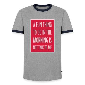 not talk to me - Men's Ringer Shirt - grey/navy  - Front - AI Model Female 172 light (172cm) & AI Model Male 178 light (178cm)