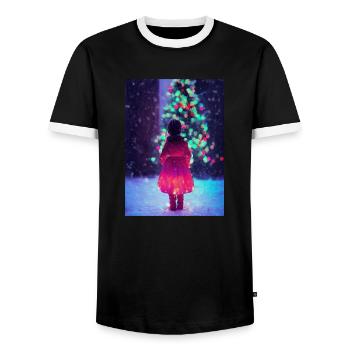 Noël 18 - T-shirt contrasté Homme - noir/blanc - Devant - AI Model Female 172 light (172cm) & AI Model Male 178 light (178cm)