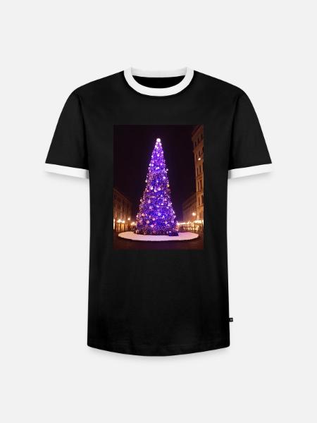 Purple Christmas Tree - Men's Ringer Shirt - black/white