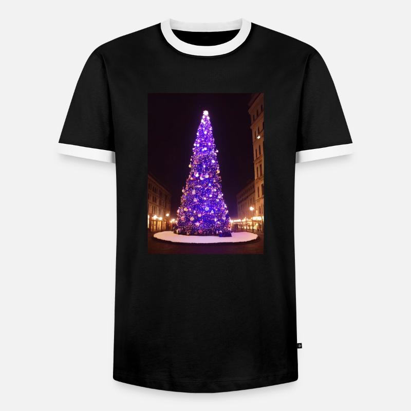 Lila Weihnachtsbaum - Männer Kontrast-T-Shirt - Schwarz/Weiß