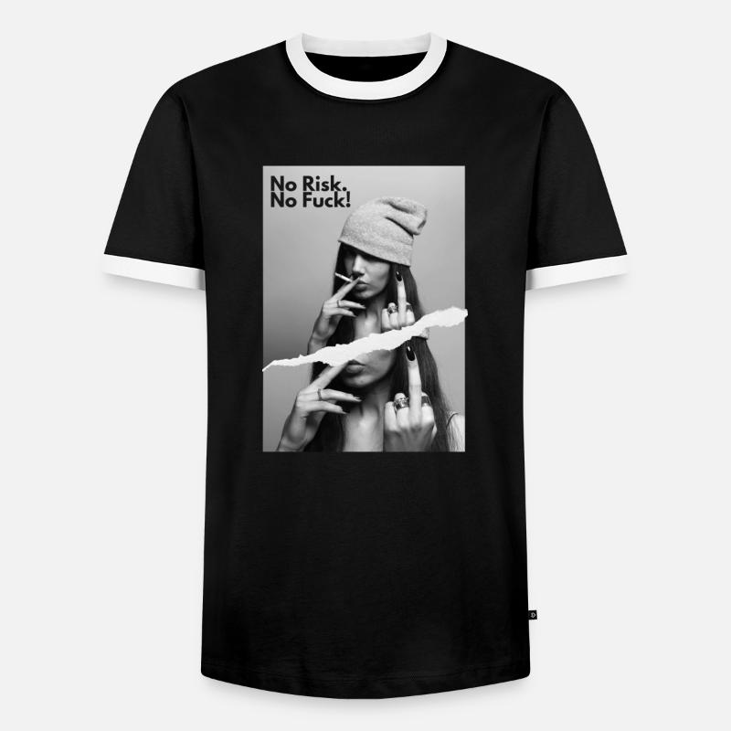 NRNF Statement Middlefinger Provocative - Men's Ringer Shirt - black/white