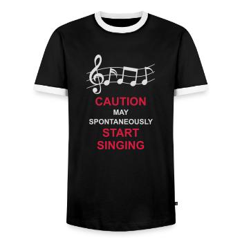 may spontaneously start singing - Men's Ringer Shirt - black/white - Front - AI Model Female 172 light (172cm) & AI Model Male 178 light (178cm)