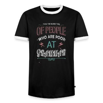 Novelist Article Contentwriter Novel Present Idea - Men's Ringer Shirt - black/white - Front - AI Model Female 172 light (172cm) & AI Model Male 178 light (178cm)