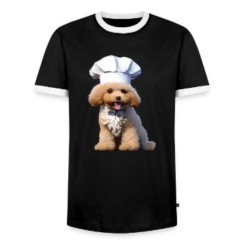 Caniche Chien Amour Chien Propriétaire Caniche Chiot Chien Chiot Chiot - T-shirt contrasté Homme - noir/blanc - Devant - AI Model Female 172 light (172cm) & AI Model Male 178 light (178cm)