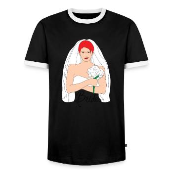 Rouge de la mariée 1 - T-shirt contrasté Homme - noir/blanc - Devant - AI Model Female 172 light (172cm) & AI Model Male 178 light (178cm)