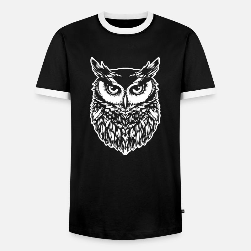 Eule Eulen Vogel Vögel - Männer Kontrast-T-Shirt - Schwarz/Weiß