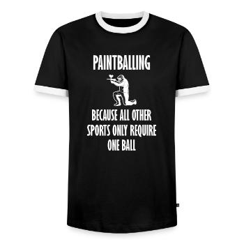 Paintball Airsoft - Men's Ringer Shirt - black/white - Front - AI Model Female 172 light (172cm) & AI Model Male 178 light (178cm)
