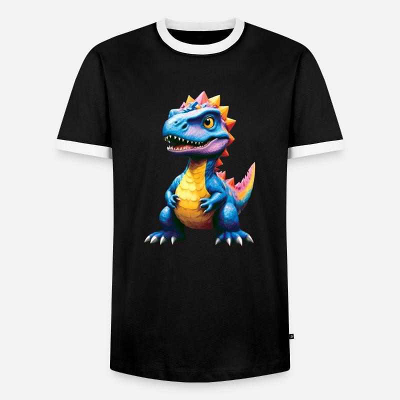 Dino, Dinosaur, Custom Text, Shape - Men's Ringer Shirt - black/white