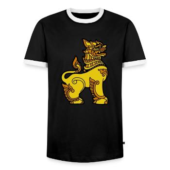 Chinthe Myanmar Myanmar - Men's Ringer Shirt - black/white - Front - AI Model Female 172 light (172cm) & AI Model Male 178 light (178cm)