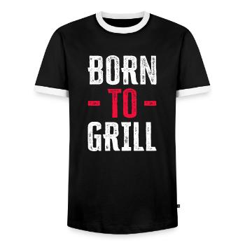 Born To Grill - Cadeau amusant pour les amateurs de grillades - T-shirt contrasté Homme - noir/blanc - Devant - AI Model Female 172 light (172cm) & AI Model Male 178 light (178cm)