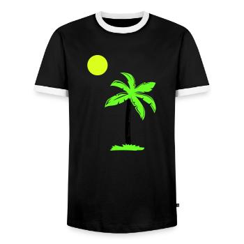 palmier - T-shirt contrasté Homme - noir/blanc - Devant - AI Model Female 172 light (172cm) & AI Model Male 178 light (178cm)