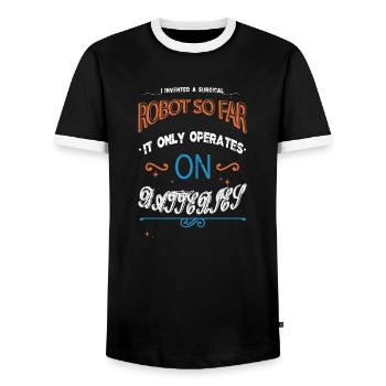 Joke Cool Humor Sci Fi Engineer Automatic - Men's Ringer Shirt - black/white - Front - AI Model Female 172 light (172cm) & AI Model Male 178 light (178cm)