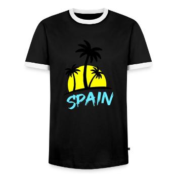 Espagne - T-shirt contrasté Homme - noir/blanc - Devant - AI Model Female 172 light (172cm) & AI Model Male 178 light (178cm)
