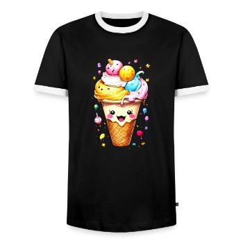 cornet de glace - T-shirt contrasté Homme - noir/blanc - Devant - AI Model Female 172 light (172cm) & AI Model Male 178 light (178cm)