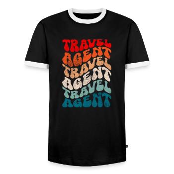 Retro Travel agent - Männer Kontrast-T-Shirt - Schwarz/Weiß - Vorne - AI Model Female 172 light (172cm) & AI Model Male 178 light (178cm)