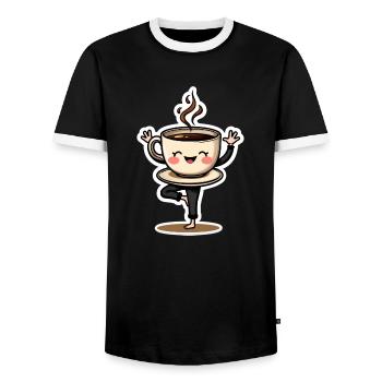 LE CAFÉ AVANT LE TALKIE - T-shirt contrasté Homme - noir/blanc - Devant - AI Model Female 172 light (172cm) & AI Model Male 178 light (178cm)