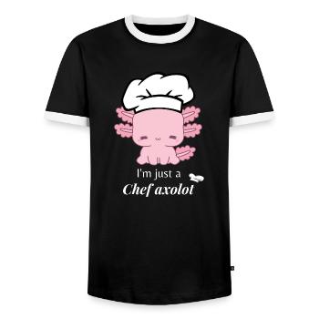 Chef Axolotl - Men's Ringer Shirt - black/white - Front - AI Model Female 172 light (172cm) & AI Model Male 178 light (178cm)