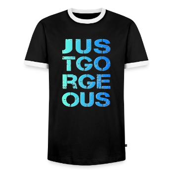 einfach großartig perfekt gorgeous spitze - Männer Kontrast-T-Shirt - Schwarz/Weiß - Vorne - AI Model Female 172 light (172cm) & AI Model Male 178 light (178cm)