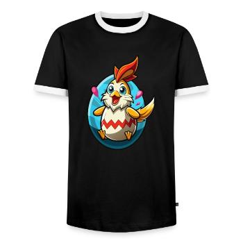 Happy Easter - Easter Chicken - Easter Egg - Gift - Men's Ringer Shirt - black/white - Front - AI Model Female 172 light (172cm) & AI Model Male 178 light (178cm)
