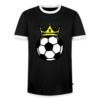 Fussball Ball Krone - Männer Kontrast-T-Shirt - Schwarz/Weiß - Vorne - AI Model Female 172 light (172cm) & AI Model Male 178 light (178cm)