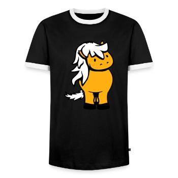 Pferd Süß Pony Fohlen Pferdemädchen Niedlich Comic - Männer Kontrast-T-Shirt - Schwarz/Weiß - Vorne - AI Model Female 172 light (172cm) & AI Model Male 178 light (178cm)