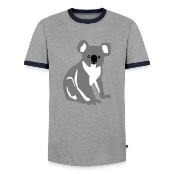 Koala, Koalabär - Männer Kontrast-T-Shirt - Grau/Navy  - Vorne - AI Model Female 172 light (172cm) & AI Model Male 178 light (178cm)