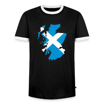 Scotland - Men's Ringer Shirt - black/white - Front - AI Model Female 172 light (172cm) & AI Model Male 178 light (178cm)