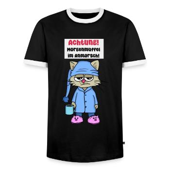 Grognement matinal - T-shirt contrasté Homme - noir/blanc - Devant - AI Model Female 172 light (172cm) & AI Model Male 178 light (178cm)