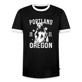 Portland - Männer Kontrast-T-Shirt - Schwarz/Weiß - Vorne - AI Model Female 172 light (172cm) & AI Model Male 178 light (178cm)