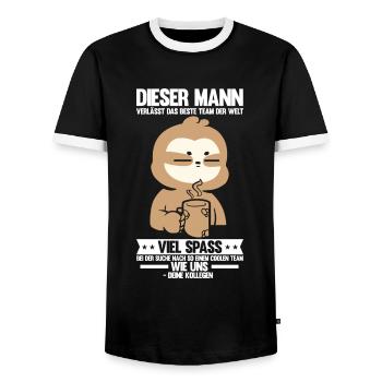 Abschied Kollegin Abschiedsparty Geschenk - Männer Kontrast-T-Shirt - Schwarz/Weiß - Vorne - AI Model Female 172 light (172cm) & AI Model Male 178 light (178cm)