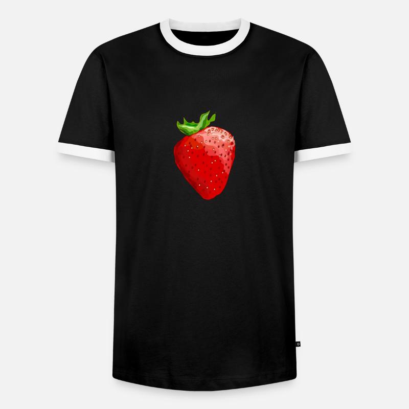 Erdbeere - Männer Kontrast-T-Shirt - Schwarz/Weiß
