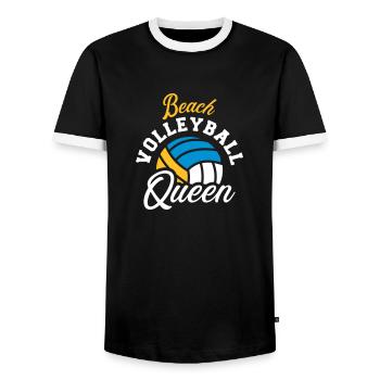 Beachvolleyball - Männer Kontrast-T-Shirt - Schwarz/Weiß - Vorne - AI Model Female 172 light (172cm) & AI Model Male 178 light (178cm)
