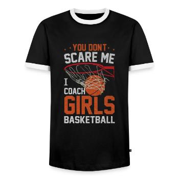 I Teach Girls Basketball Coach - Männer Kontrast-T-Shirt - Schwarz/Weiß - Vorne - AI Model Female 172 light (172cm) & AI Model Male 178 light (178cm)