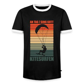 An Tag 7 Ging Gitt Kitesurfen - Männer Kontrast-T-Shirt - Schwarz/Weiß - Vorne - AI Model Female 172 light (172cm) & AI Model Male 178 light (178cm)