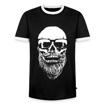 Bart Skull Hipster - Männer Kontrast-T-Shirt - Schwarz/Weiß - Vorne - AI Model Female 172 light (172cm) & AI Model Male 178 light (178cm)