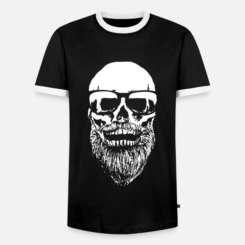 Bart Skull Hipster - Männer Kontrast-T-Shirt - Schwarz/Weiß