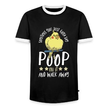 calopsitte oiseau maman oiseau ornithologue - T-shirt contrasté Homme - noir/blanc - Devant - AI Model Female 172 light (172cm) & AI Model Male 178 light (178cm)