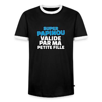 super papinou validé par ma petite fille - T-shirt contrasté Homme - noir/blanc - Devant - AI Model Female 172 light (172cm) & AI Model Male 178 light (178cm)