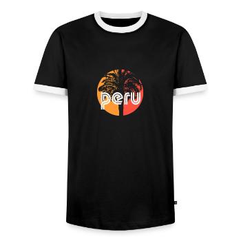 Pérou Vacances Artistique Souvenir Palmier - T-shirt contrasté Homme - noir/blanc - Devant - AI Model Female 172 light (172cm) & AI Model Male 178 light (178cm)
