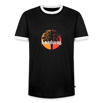 Honduras Vacances Artistiques Souvenir Palmier - T-shirt contrasté Homme - noir/blanc - Devant - AI Model Female 172 light (172cm) & AI Model Male 178 light (178cm)
